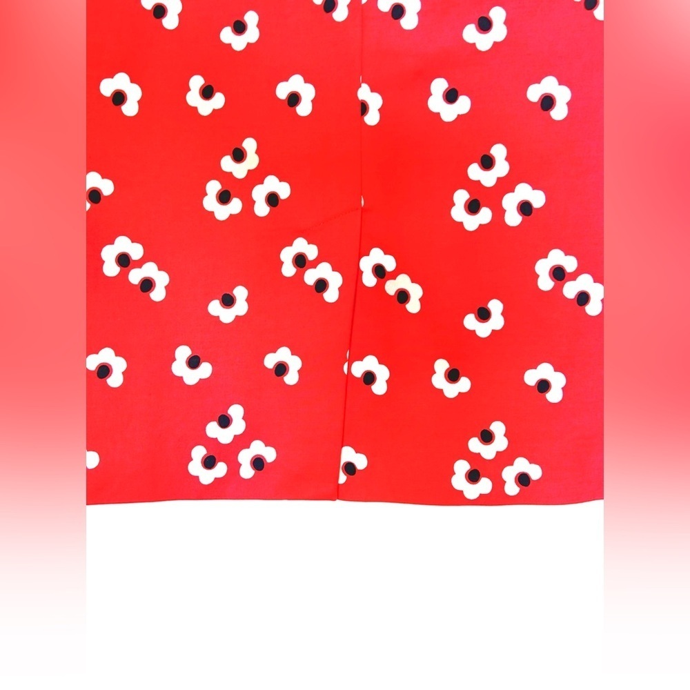 Boden Red Pencil Skirt with White Patterns - Picture 6 of 15